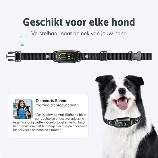 Dutchwide Anti-blafband Pro - 100% waterdicht - Trainingshalsband voor honden - Met anti blaf apparaat - Geschikt voor kleine en grote honden - Hondentraining hulpmiddel