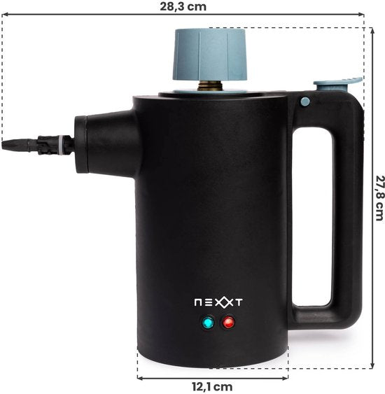 Nexxt Draadloze Stoomreiniger met Accessoires – Watertank 360 ml – Tot 135 °C en 3,5 Bar – Voor Vloeren en Bekleding – 1350 Watt – Zwart