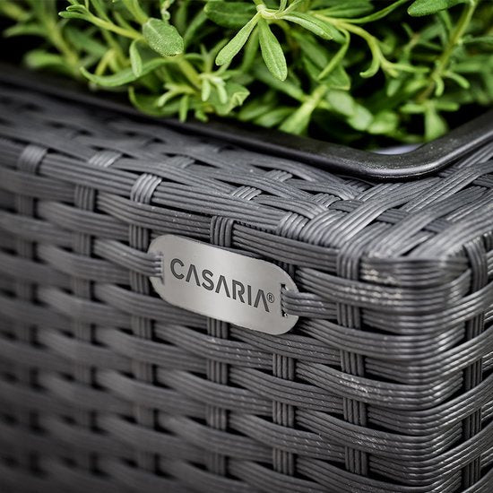 Casaria Plantenbak Polyrattan 95x27x60cm met Waterafvoer - Zwart