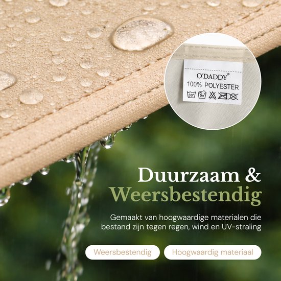 O'DADDY® Schaduwdoek 4x3m Rechthoek - Zonnezeil - Schaduwnet - Luifel Met Bevestiging Materiaal - Waterbestendig - UV30 Zonwering - Beige