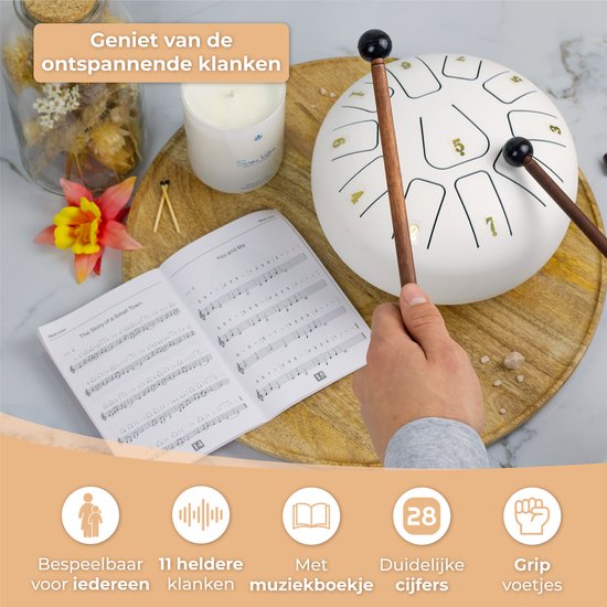 Nuvance - Tongue Drum - Wit - 19x19 cm
