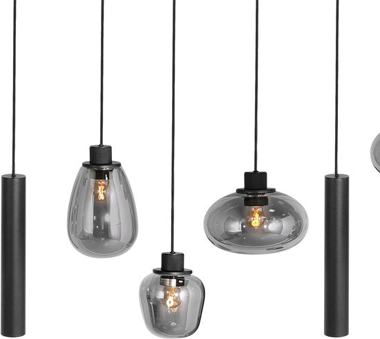 Steinhauer - hanglamp - Reflexion - zwart - glas metaal - design lamp - E27 GU10 - 3796ZW