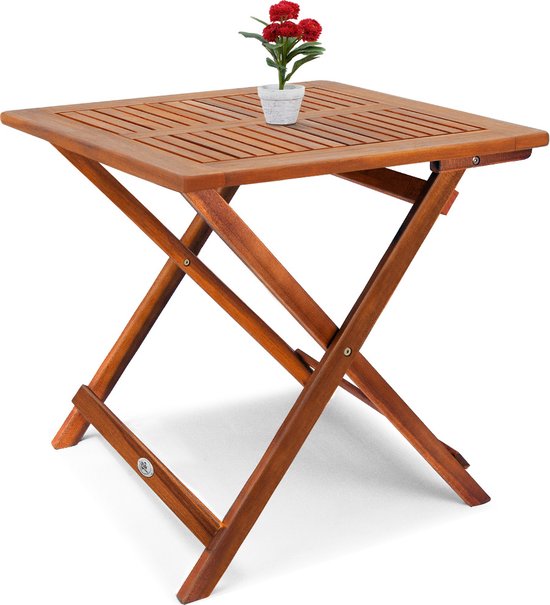 Casaria Bijzettafel - Acacia Hout Inklapbaar 70x70x73 cm - Bruin