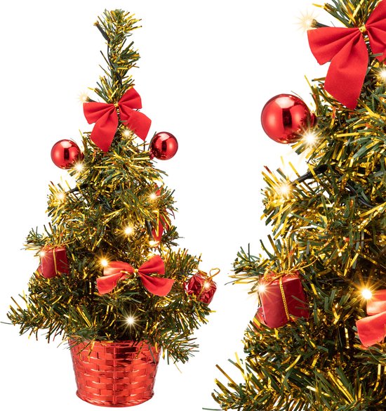 CASARIA Kunstkerstboom Mini - 36cm Leds-Kerstversiering USB - Pvc Groen