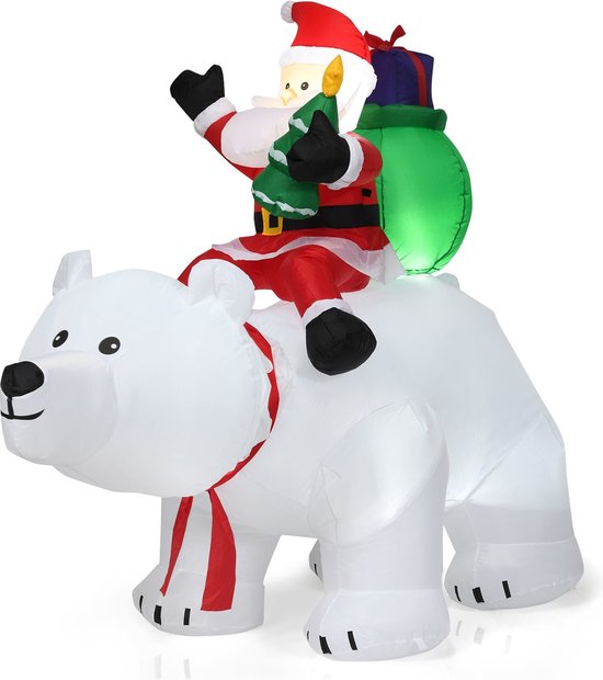 Coast Kerstversiering Opblaasbare IJsbeer & Kerstman te paard MET LED's - 200cm