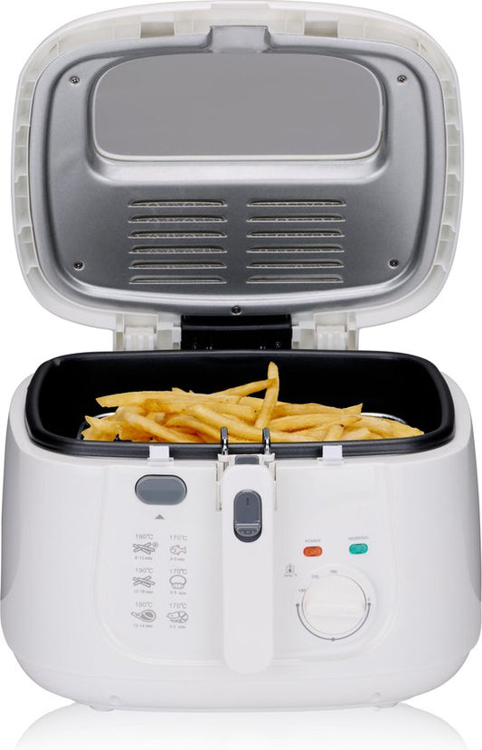 alpina Frituurpan 2.5 Liter - Friteuse met Deksel - 1800W - Wit - 31.10x29.40x21.20 cm
