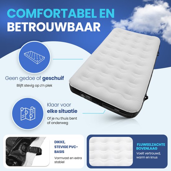FLOAT Gemina - 3in1 Luchtbed met Elektrische pomp - 190x99x20 cm - Stevig Luchtmatras - Lichtgewicht voor camping - Twee 1 persoons luchtbedden