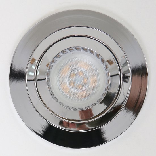 Inbouwspot Pelite 7304CH in glanzend chroom Ø10 cm - Modern, kantelbaar, geschikt voor binnengebruik - Steinhauer, Metaal, Elektronica, Kunststof