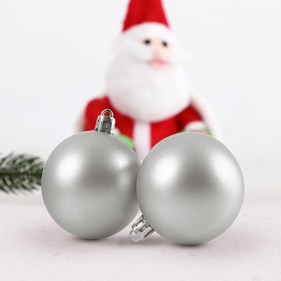Casaria Kerstballen 66 er Set - Mat Glanzend Ø 3/6 cm Zilver