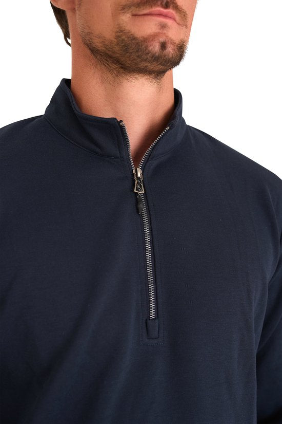 Mario Russo Pique Longsleeve Shirt - Trui Heren - Sweater Heren - Coltrui Heren - L - Navy