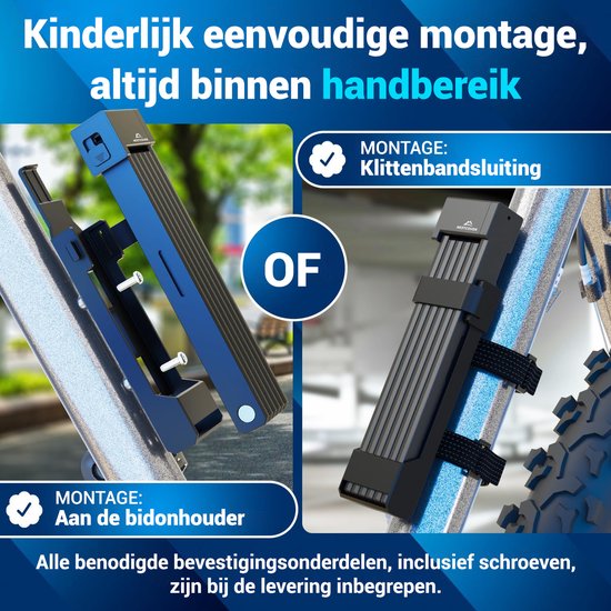 Nextcover Vouwslot 100cm FoldBasic| Fietsslot met Twee Sleutels | Fiets Slot met Houder | Slot voor Fietsen, E-Bikes, E-Scooter | SteelSecure-Technologie 3.0
