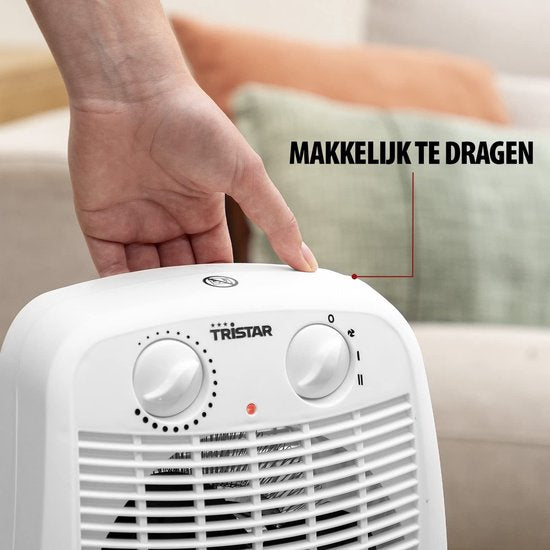 Elektrische kachel Tristar KA-5059 - Ventilatorkachel - 2 warmtestanden en ventilator - Campingkachel - Wit - Oscillerend - Overhittingsbeveiliging - Badkamerverwarming