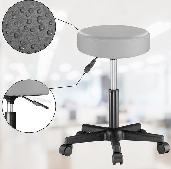 Casaria Verstelbare Draaikruk - 46/60cm Zithoogte – 1 Stuks Grijs