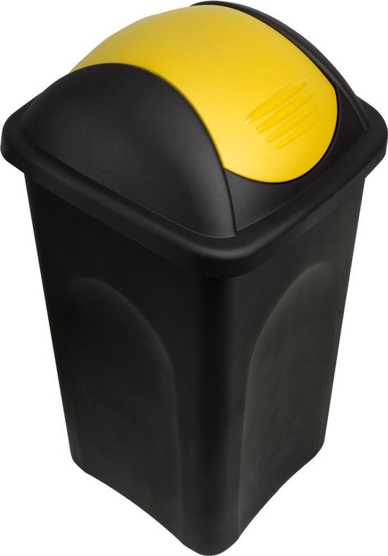 Deuba Prullenbak - Klapdeksel 60L 68x41x41cm Kunststof – Geel