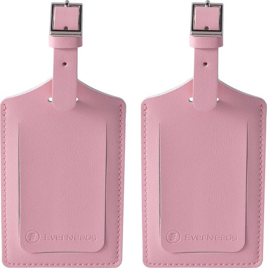 Bagagelabel PU Leer – Set van 2 – Roze – Koffer Label Tags – Reizen