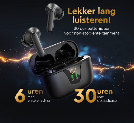 Golden Sound Oortjes draadloos - Draadloze oordopjes - Bluetooth oortjes - Active Noise Cancelling - Sport oordopjes - Led display - Touch functie - Geschikt voor elke smartphone & laptop