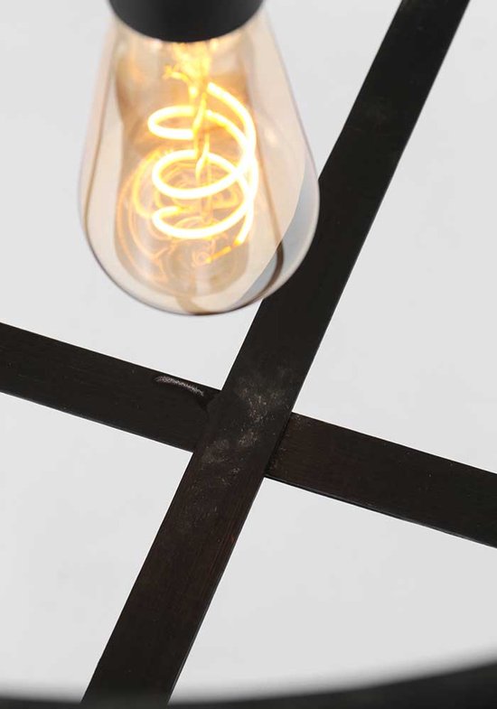 Anne Lighting - hanglamp - Capos - zwart - hout stof - Ø 48cm - E27 - 3511ZW