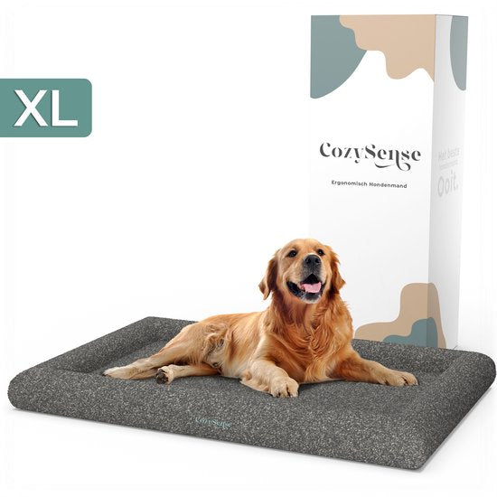 CozySense® Orthopedische Hondenmand 100x70 cm - Maat XL - Bouclé Stof - Waterdicht Hondenbed met Wasbare Hoes - Geschikt Als Benchkussen - Grijs