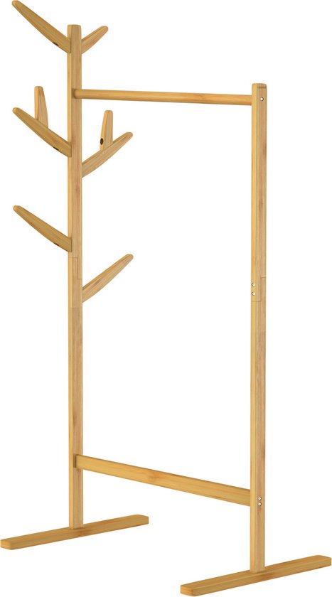 Casaria Kapstok Bamboe - 8 Haken 1 Kledingstang - 164x66x40cm