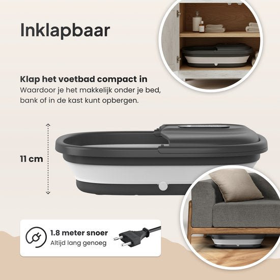 Brixy Voetenbad - Handmatige Massage Rollers - Verwarmt Tot 45°C - Voetmassage Apparaat - Voetbad Met Massage - Zwart