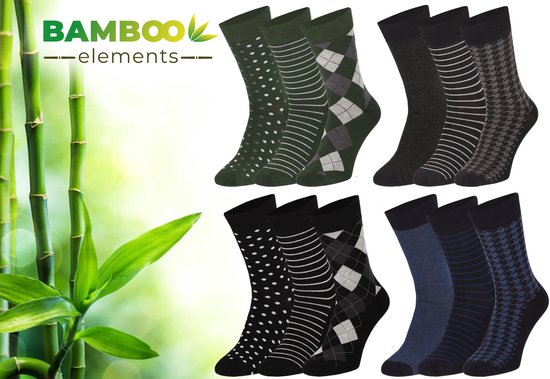 Bamboo Elements- Bamboe Sokken Heren - Sokken Dames - 12 Paar - 39-42 - Fashion - Lange Sokken - Kousen Heren Sokken - Kousen Dames Sokken - Anti Zweet - Duurzaam