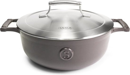 Saveur Voyage Hapjespan Ø25 cm – Gietijzer – PFAS-vrij – Geschikt voor Inductie en Oven – Grijs – Voor Braden – Stoven – Slowcooking