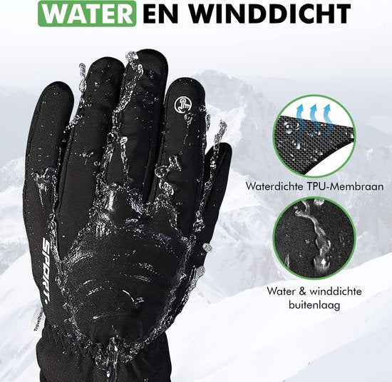 Travelhawk Touchscreen Handschoenen - Extra Warm - Spatwaterdichte Handschoenen Heren - Handschoenen Dames - Handschoenen Winter - Scooter/Fiets - Zwart - S/M