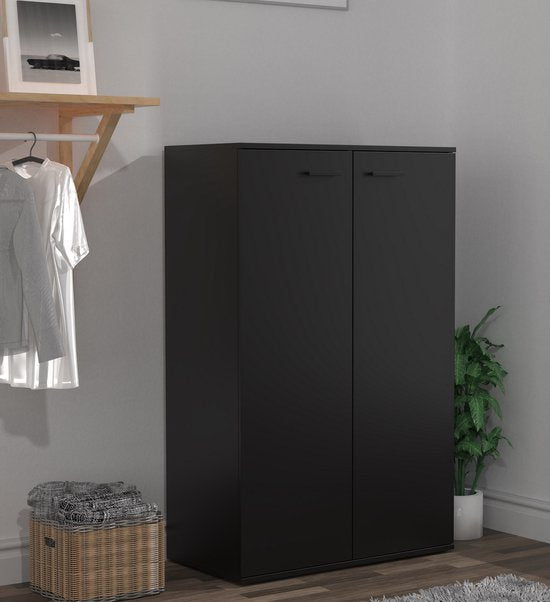 VDD - Kledingkast kinderkamer - Legplanken en hanggedeelte - 120 cm hoog - Zwart met hanggedeelte