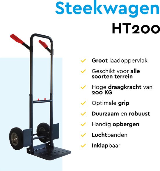 BRASQ Steekwagen - 200KG Draagvermogen - Transportkar - Transporthulp - Opvouwbaar