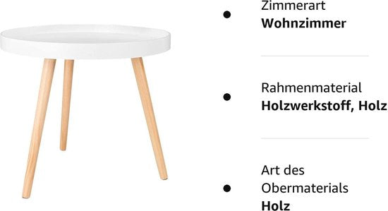 Rootz Bijzettafel - Koffiestandaard - Nachtkastje - Woonkameraccent - Loungestandaard - Bijzettafel - Wit - 50 x 44 cm (ø x H)