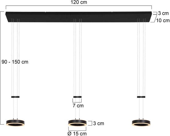 Steinhauer - hanglamp - Piola - zwart - acryl metaal - design lamp - LED - 3501ZW