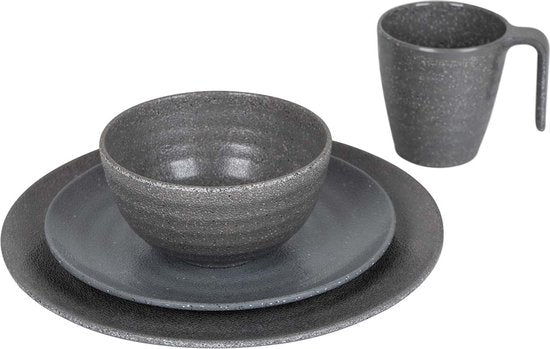 Bo-Camp - Servies - Stone - 16 Stuks - Grijs