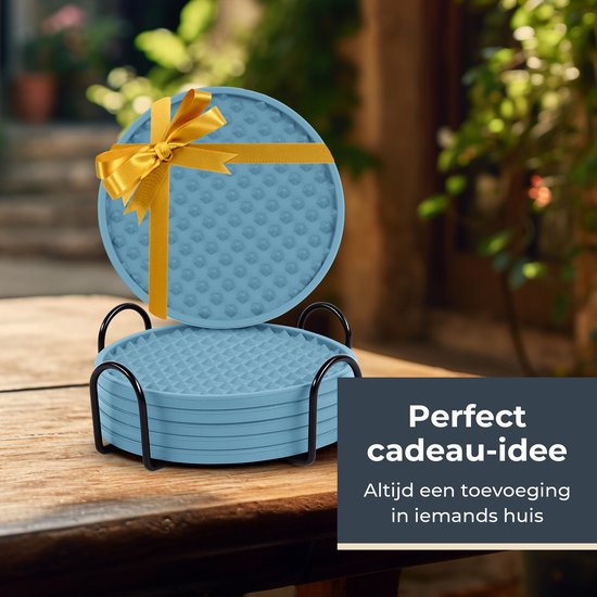 Castagnola Siliconen Onderzetters – Onderzetters voor Glazen – Design Onderzetters met Houder – Onderzettersset – Anti Slip - Set van 6 – Groen