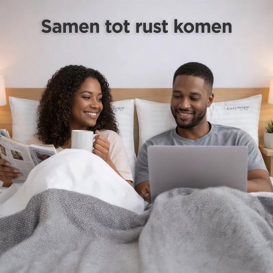 CozySense® Hoofdkussen - Set van 2 - 50x70 CM - Slaapkussen met Traagschuim - Aanpasbare Vulling & Afneembare 100% Katoenen Hoes - Pillow - Voor Zij-, Buik- en Rugslapers