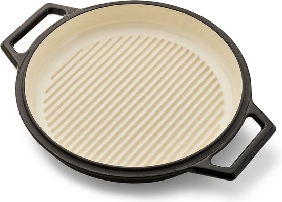 The Tasman Dutch Oven en Grill - Kookpot - Gerecycled Gietijzer - met Grill deksel - Ø29 cm – Zwart