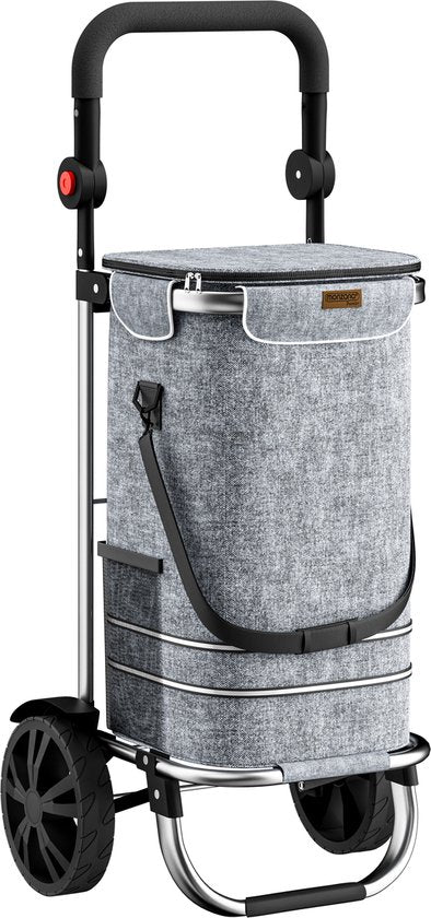 Monzana 2in1 Boodschappentrolley – 56L tot 50kg Afneembare Tas – Grijs