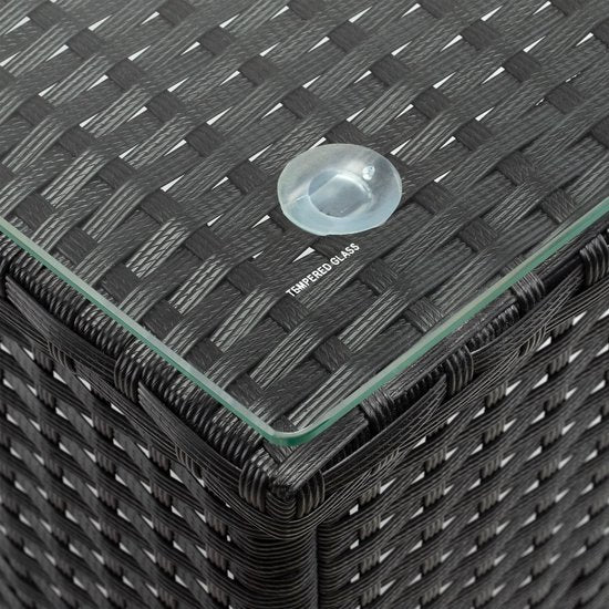 CASARIA Polyrattan Bijzettafel Buiten - 50x50x45cm - Zwart