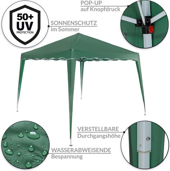 Casaria Partytent - Paviljoen - EasyUp - Opvouwbaar - Met draagtas - 300x300 cm - Groen