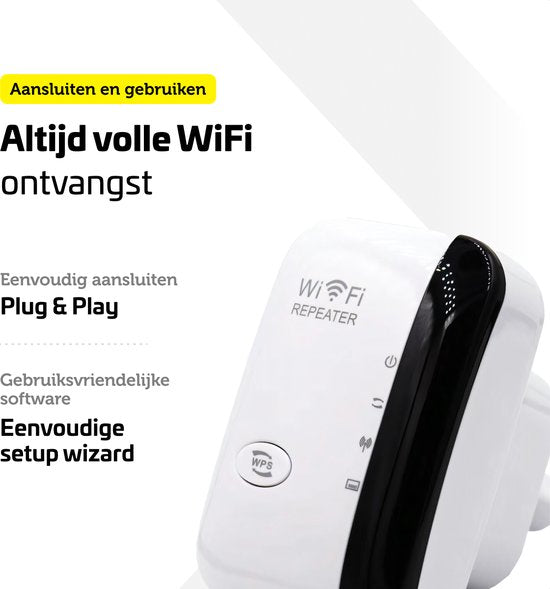 Garpex® WiFi Versterker Stopcontact - Sterk Signaal - 300Mbps - Inclusief Ethernet Kabel - Repeater - 300Mbps