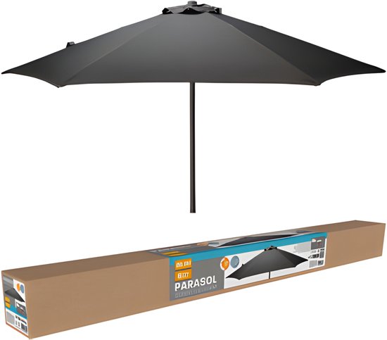 Pro Garden Tuinparasol Menorca - D230 cm - donkergrijs - zonwering - kantelbaar - parasol - met hoes