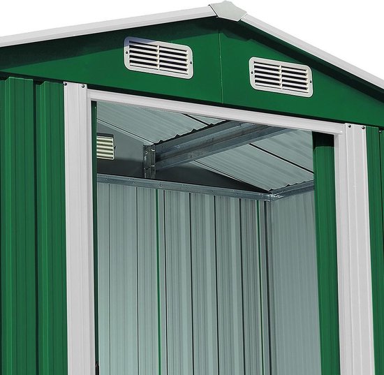 Gardebruk Metalen Tuinhuis - 1,8m² Fundering Schuifdeuren - Groen