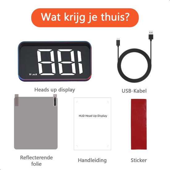 Tech Essentials Automatische - GPS Snelheidsmeter Auto HUD - USB-C - Wit - Head Up Displays - Plug en Play