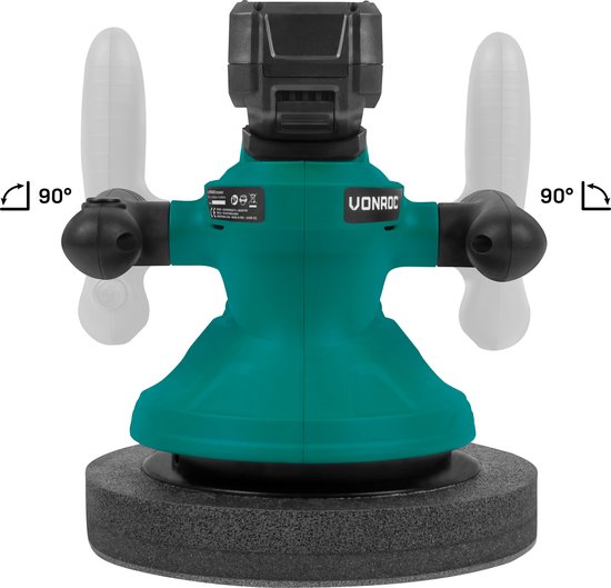 Accu polijstmachine - poetsmachine 20V - Ø240mm – Incl. verstelbare handgrepen, 2 polijsthoezen en opbergtas – Incl. 4.0Ah accu en snellader