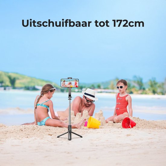 Selfiestick - 3 in 1 - incl. afstandsbediening - Voor iPhone en Samsung - Telefoonstatief - Bluetooth - Smartphone - Luft