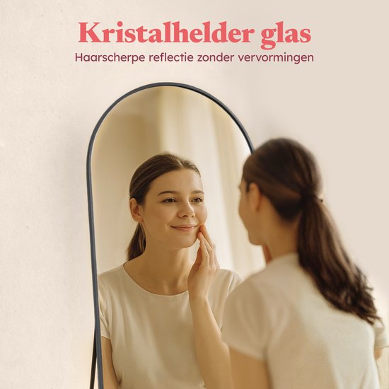 Fraay Passpiegel 160x55cm - Staand & Hangend - Minimalistische Wandspiegel - Staande Spiegel - Zwart Mat