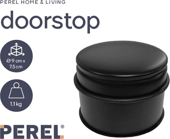 Perel Deurstoppers - RVS & Antislip - 1kg - 75x90mm - Zwart