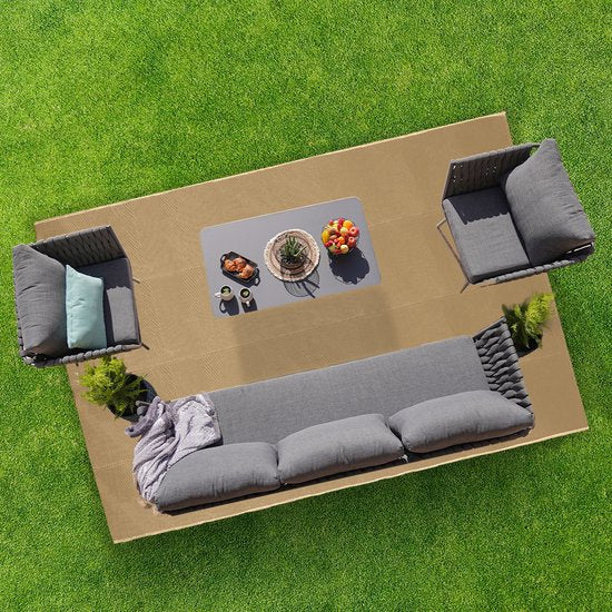 LifeGoods Buitenkleed - 183x290CM - Vloerkleed - Tuintapijt - Buitentapijt - Incl. Draagtas - Beige