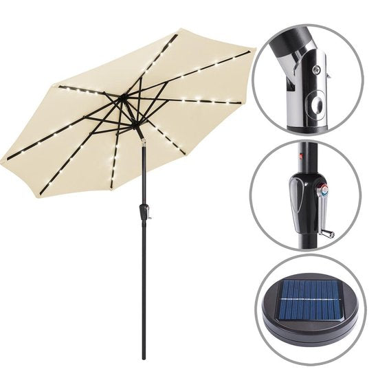 Kingsleeve Parasol - LED-verlichting 300 cm Solar - Beige