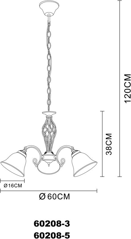 Kroonluchter Globo Odin LED - Klassiek - Messing met mat glas 2