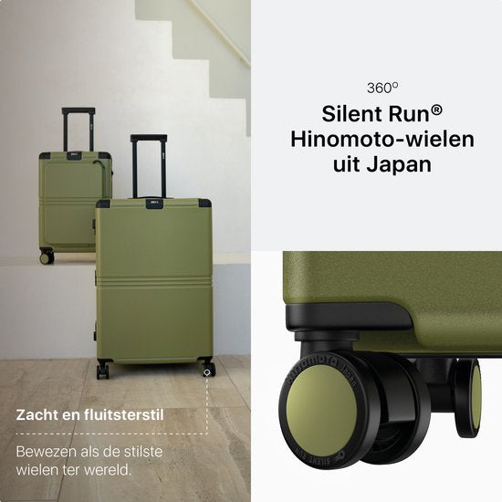 ONYX Hybrid Pro Handbagage Koffer 35 Liter - Gerecycled Polycarbonaat en Ritsloos Design - Reiskoffer met TSA slot en Spinner wielen - Lichtgewicht Trolley - Olive Green